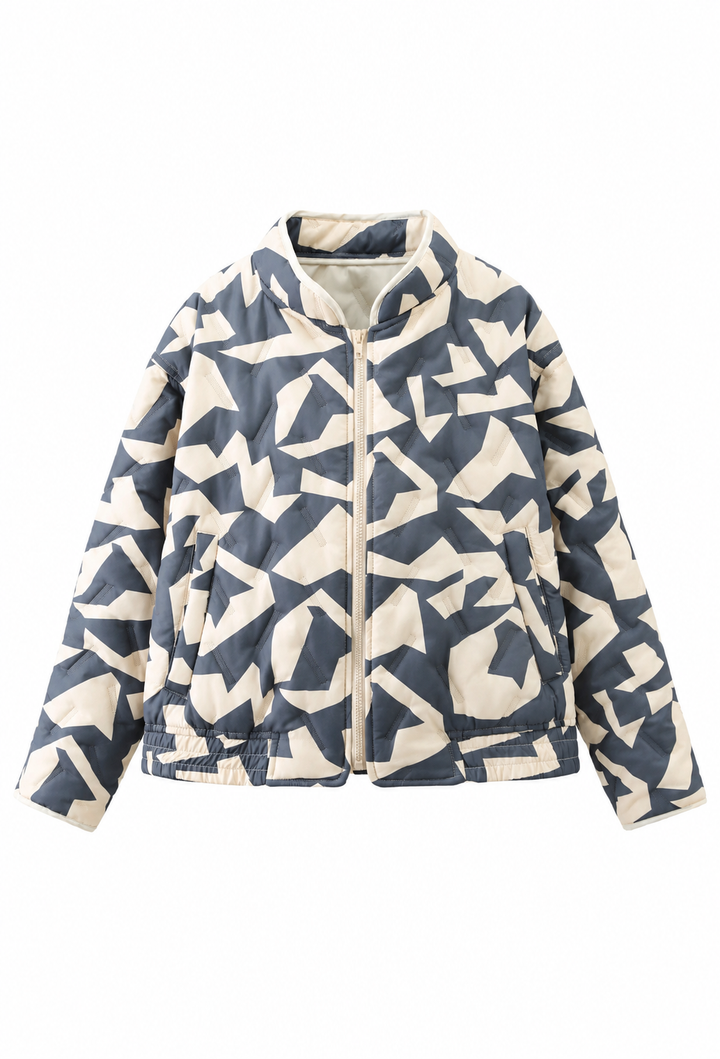 Damen Steppblouson mit geometrischen Motiven und Reißverschluss - Dorette