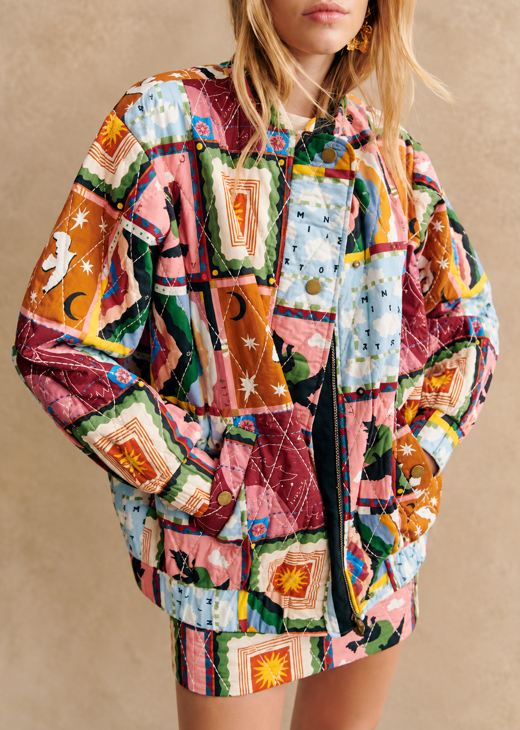 Damen Steppblouson mit himmlischem Patchwork und Stehkragen - Jasmina
