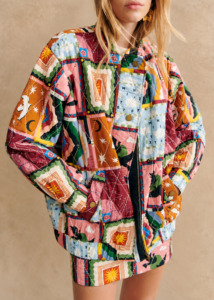 Damen Steppblouson mit himmlischem Patchwork und Stehkragen - Jasmina