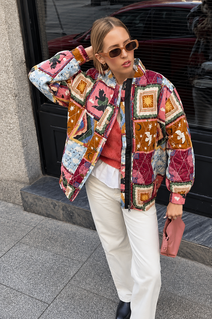 Damen Steppblouson mit himmlischem Patchwork und Stehkragen - Jasmina