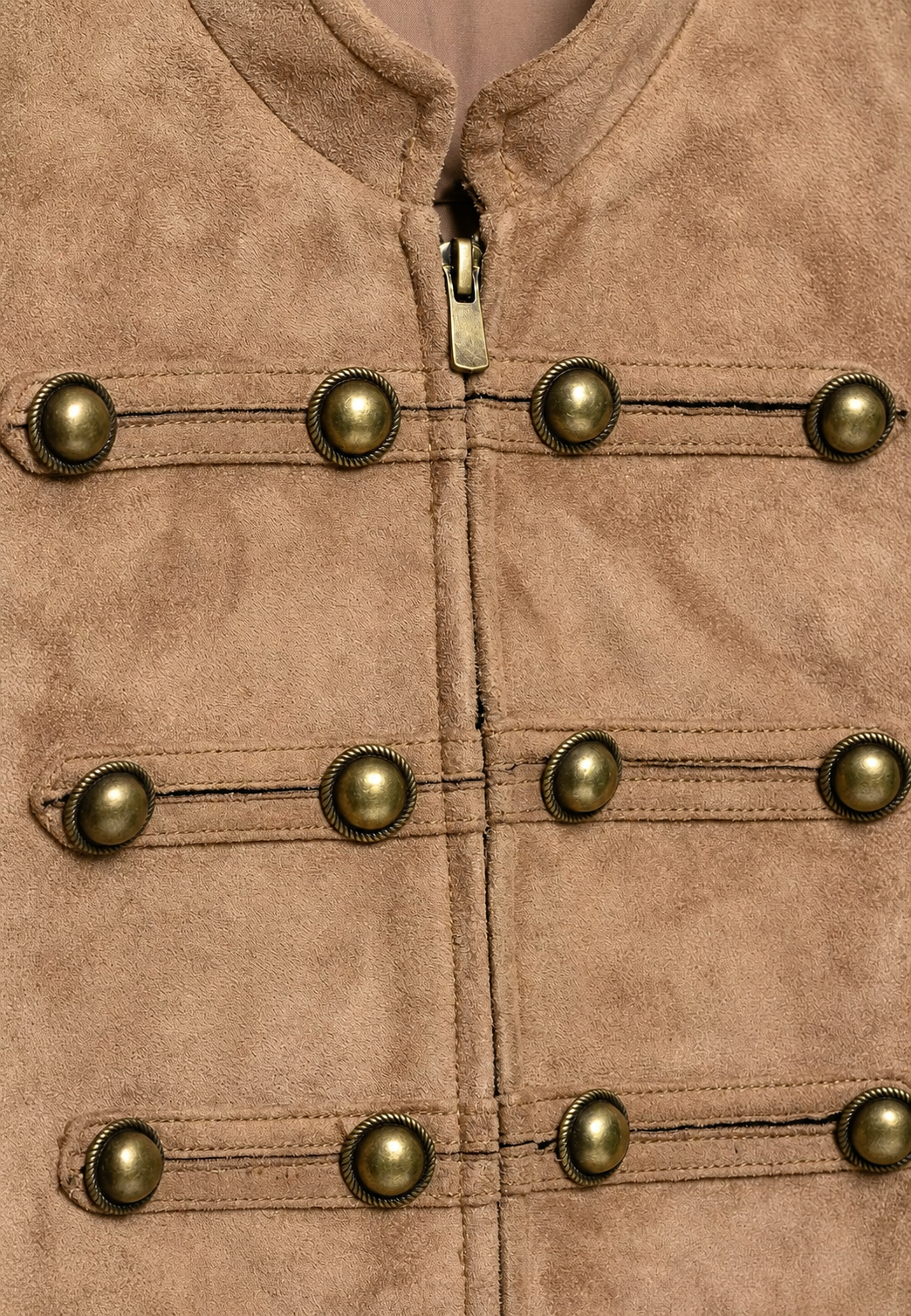 Damenjacke in Wildlederoptik mit Epauetten und hohem Kragen – Noémie