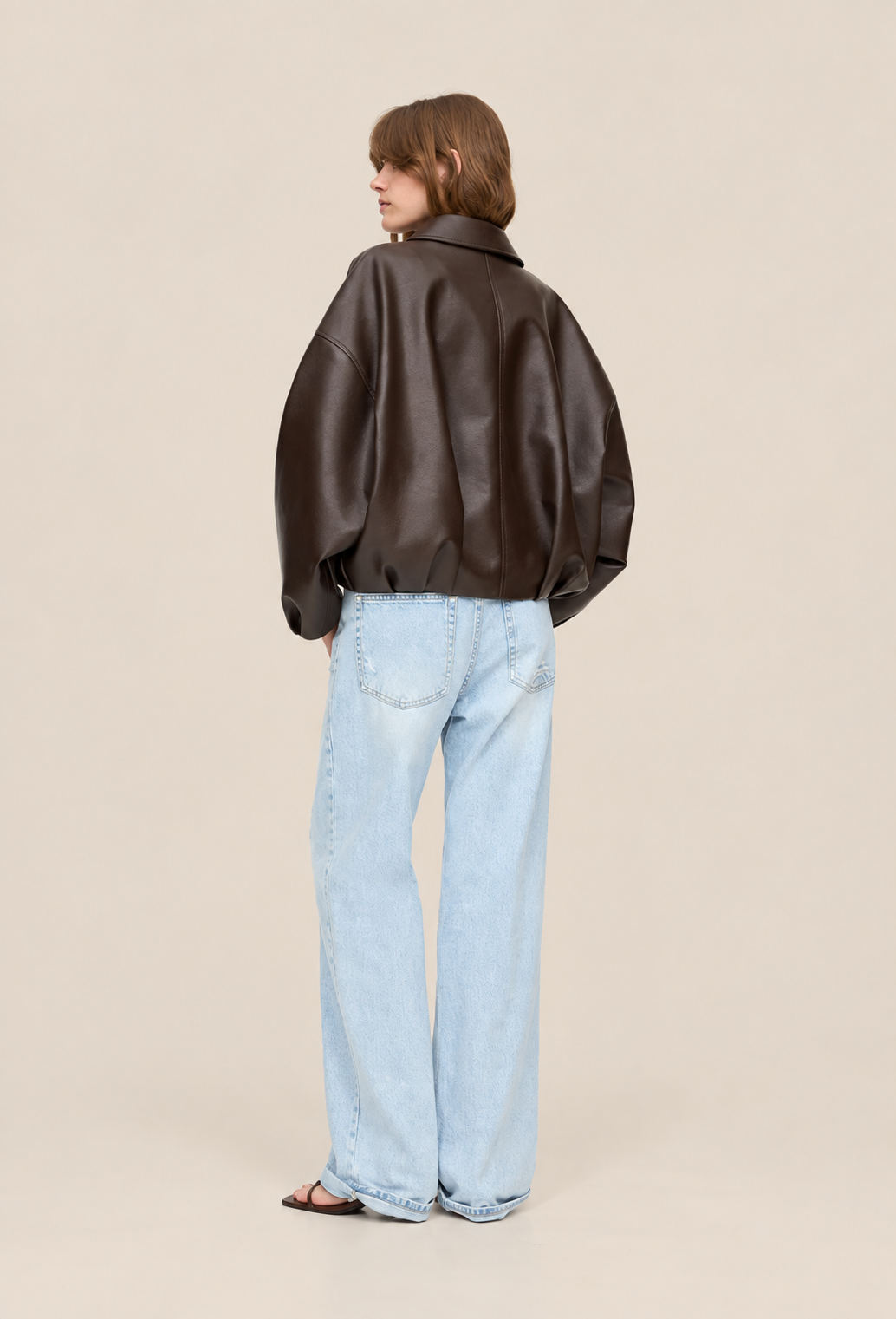 Damen-Jacke in Lederoptik mit Schnallengürtel - Ismérie
