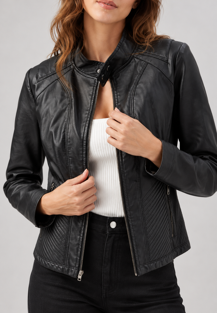 Damen Jacke in Lederoptik mit taillierter Passform - Valeria