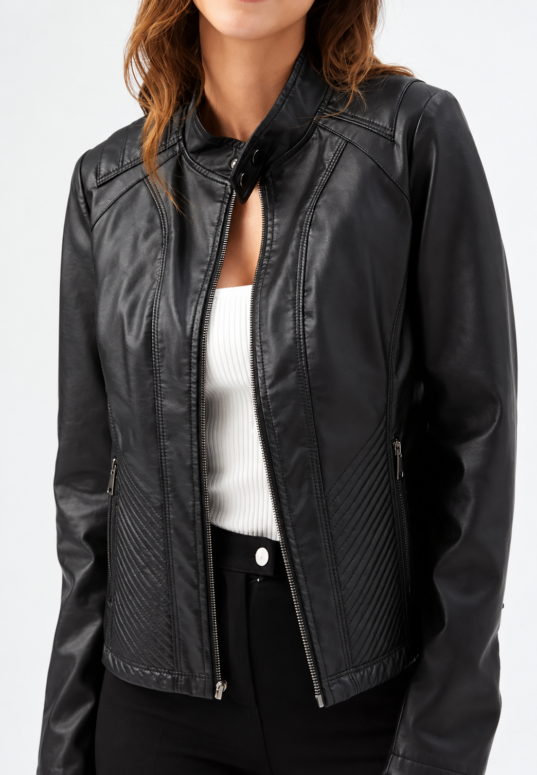 Damen Jacke in Lederoptik mit taillierter Passform - Valeria