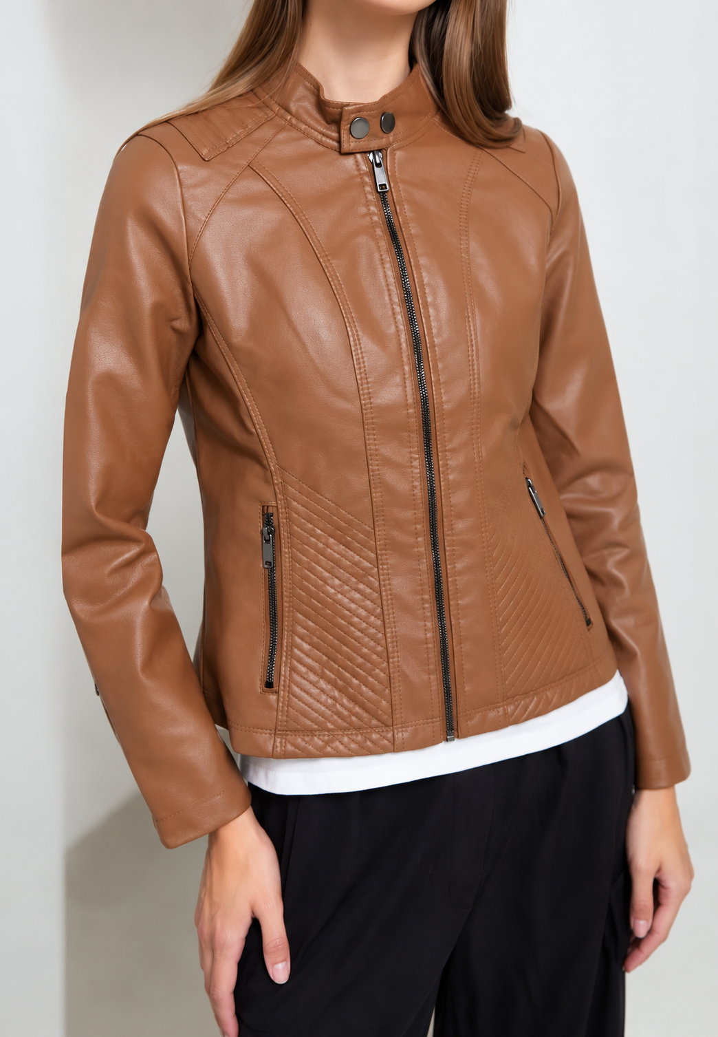 Damen Jacke in Lederoptik mit taillierter Passform - Valeria