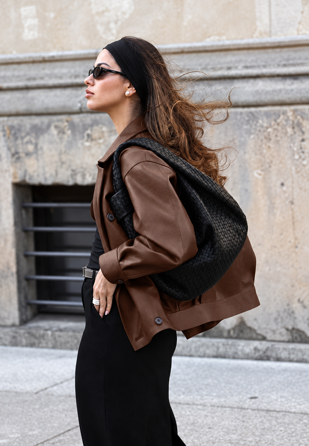 Damen Oversize-Jacke in Lederoptik mit Doppelreihe - Dalia