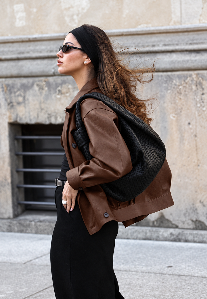 Damen Oversize-Jacke in Lederoptik mit Doppelreihe - Dalia