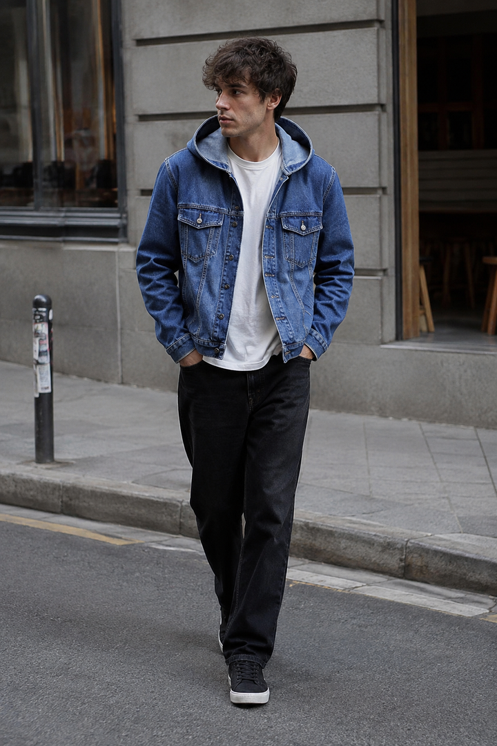 Herren-Jeansjacke mit Kapuze im Washed-Look – Bennett