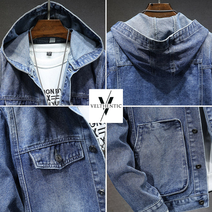 Herren-Jeansjacke mit Kapuze im Washed-Look – Bennett
