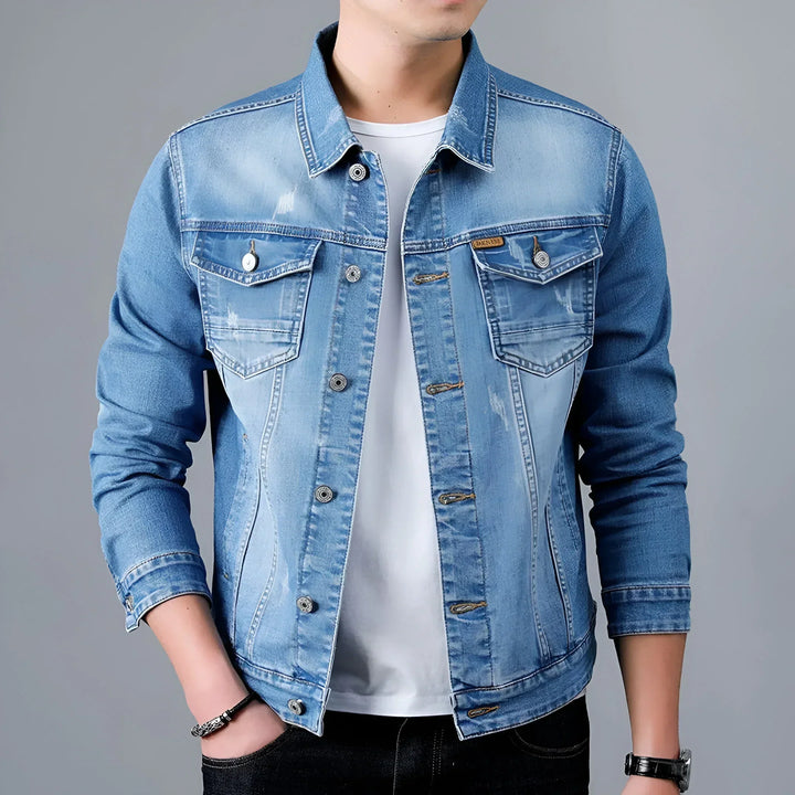 Herren-Jeansjacke im Washed-Look mit Pattentaschen – Armand