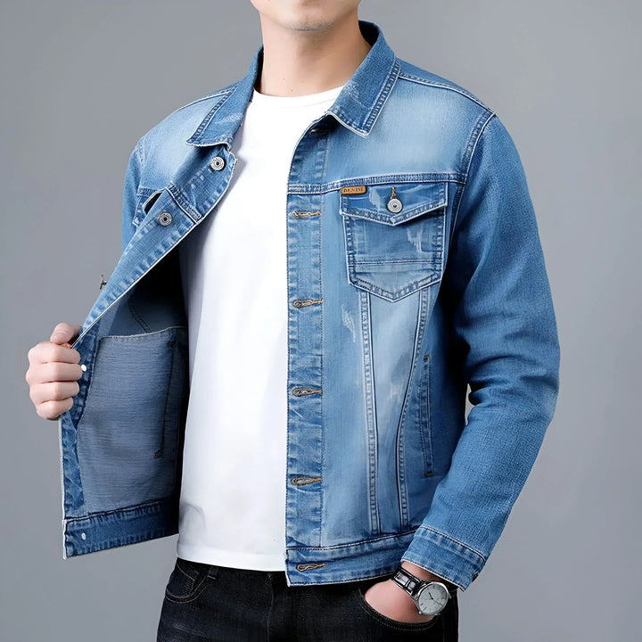 Herren-Jeansjacke im Washed-Look mit Pattentaschen – Armand
