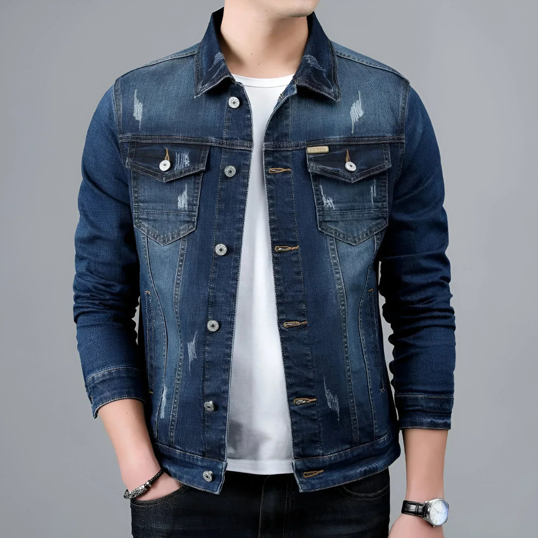 Herren-Jeansjacke im Washed-Look mit Pattentaschen – Armand