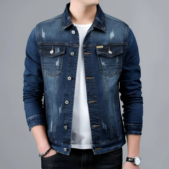 Herren-Jeansjacke im Washed-Look mit Pattentaschen – Armand