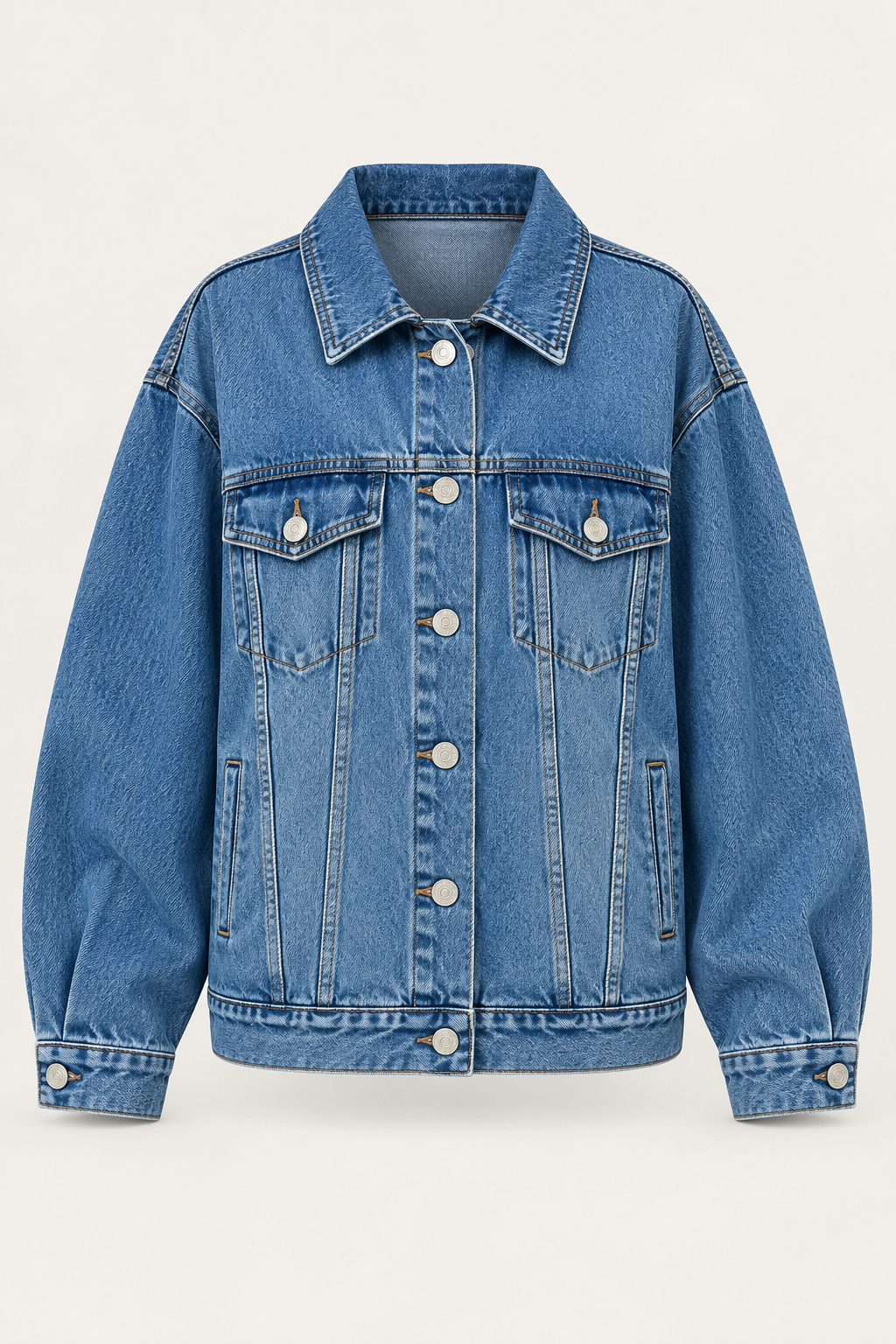 Oversize-Jeansjacke für Damen mit Pattentaschen – Camille