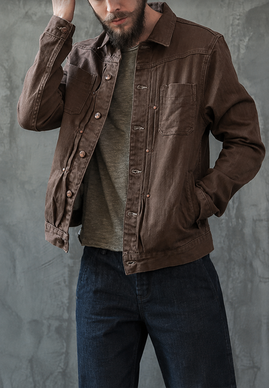 Herren-Worker-Jacke im Washed-Look mit Vordertaschen – Arvid