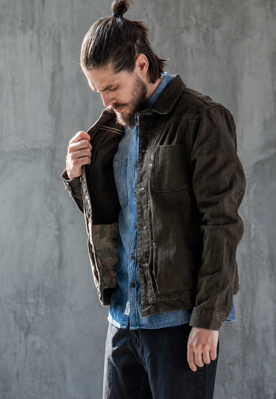 Herren-Worker-Jacke im Washed-Look mit Vordertaschen – Arvid