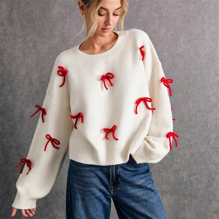 Damenstrickpullover mit grafischer Schleife - Brynja