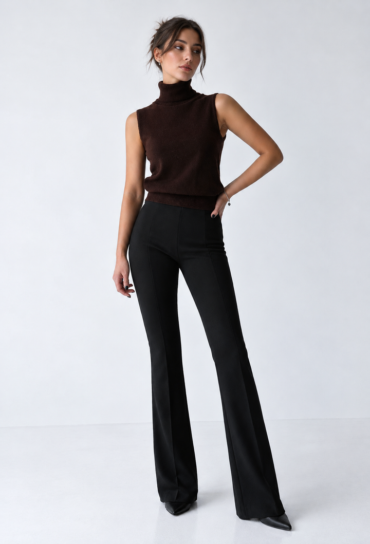 Ärmellose Strickbluse mit hohem Kragen - Velia