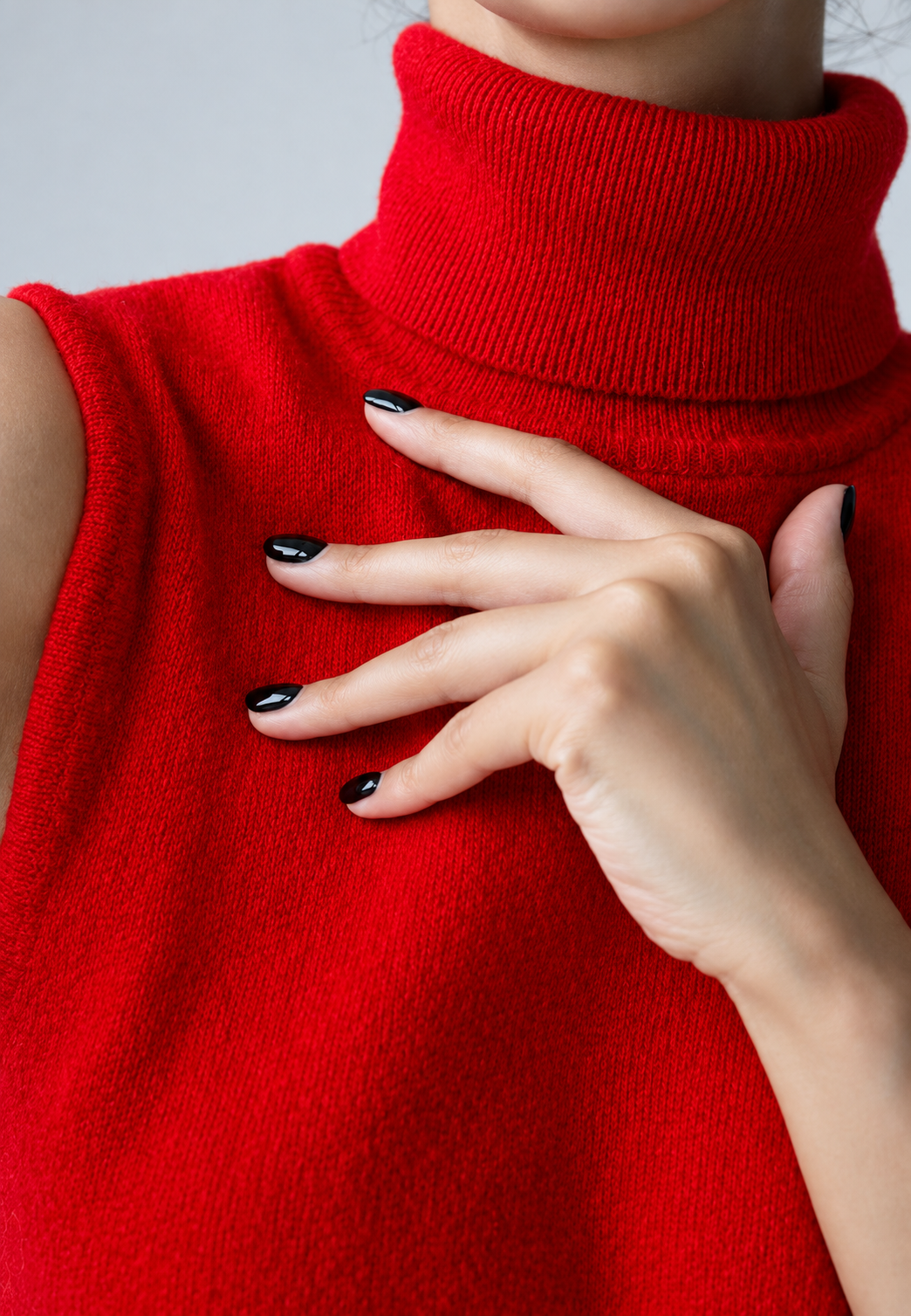 Ärmellose Strickbluse mit hohem Kragen - Velia