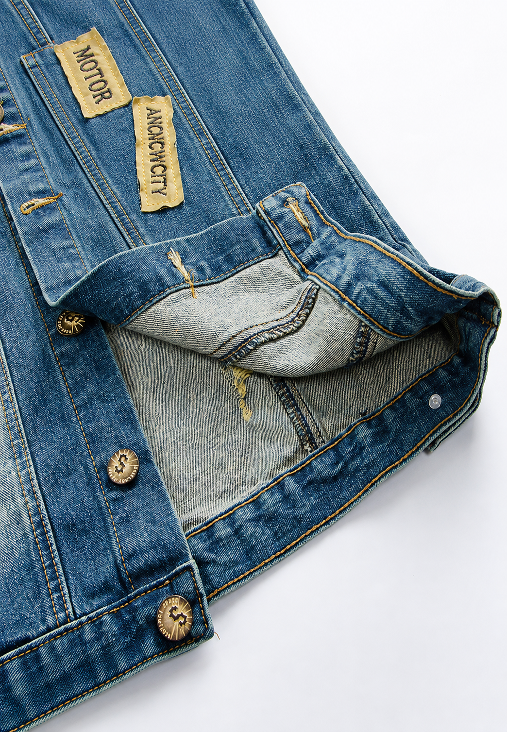 Herren-Jeansweste mit Stickerei im Washed-Look – Leander