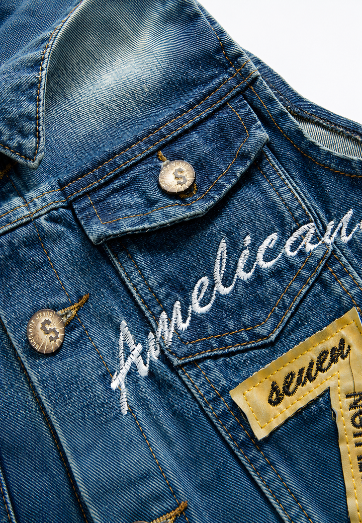 Herren-Jeansweste mit Stickerei im Washed-Look – Leander