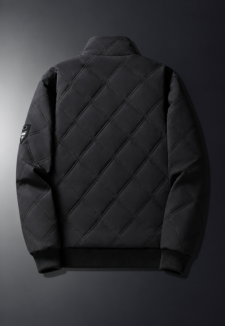 Herren-Steppjacke mit hohem Kragen und Innenfutter in Lammfelloptik - Valdemar
