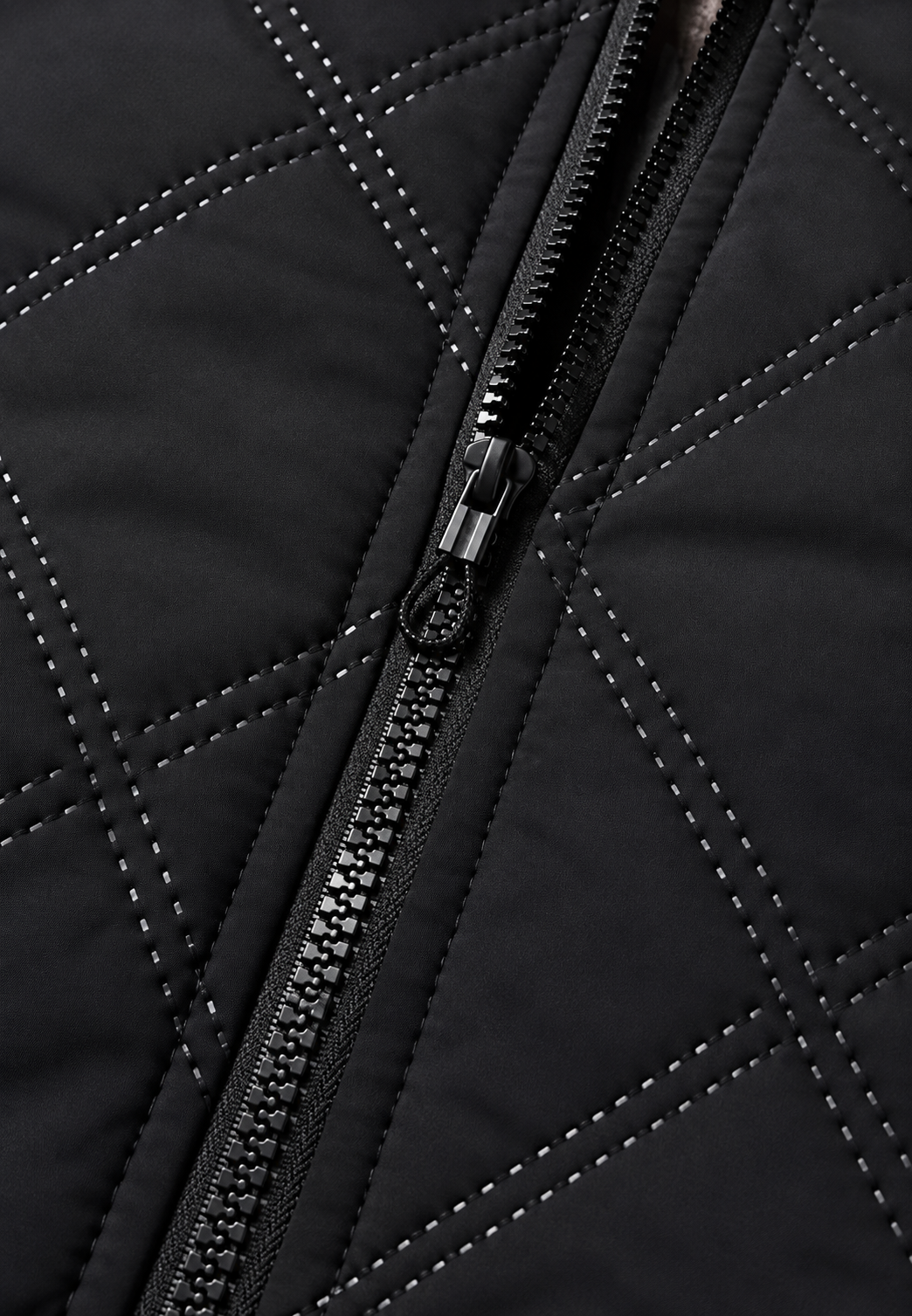 Herren-Steppjacke mit hohem Kragen und Innenfutter in Lammfelloptik - Valdemar