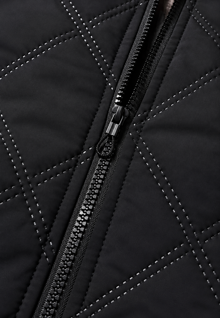 Herren-Steppjacke mit hohem Kragen und Innenfutter in Lammfelloptik - Valdemar
