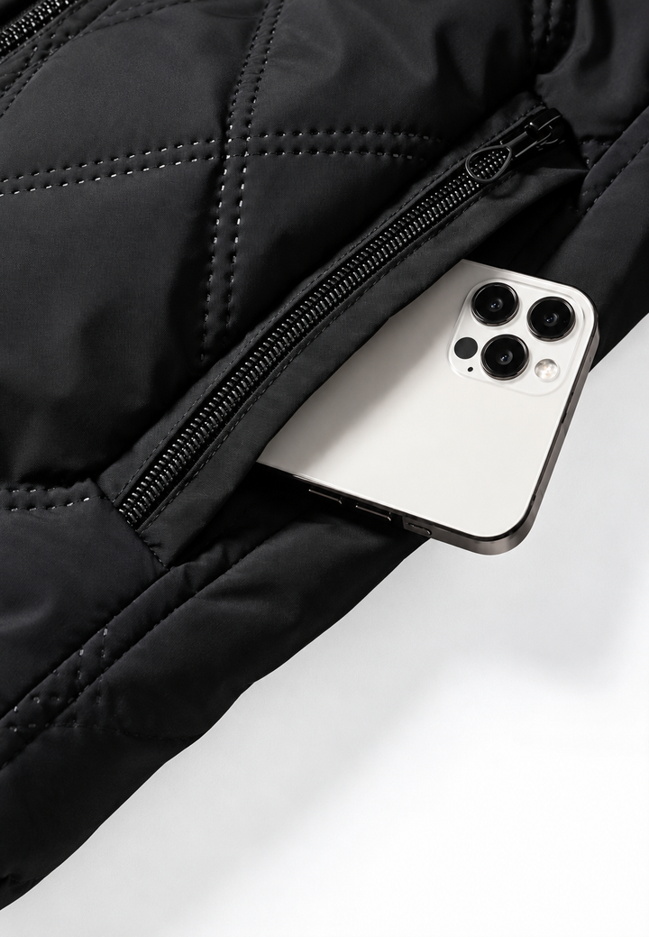 Herren-Steppjacke mit hohem Kragen und Innenfutter in Lammfelloptik - Valdemar
