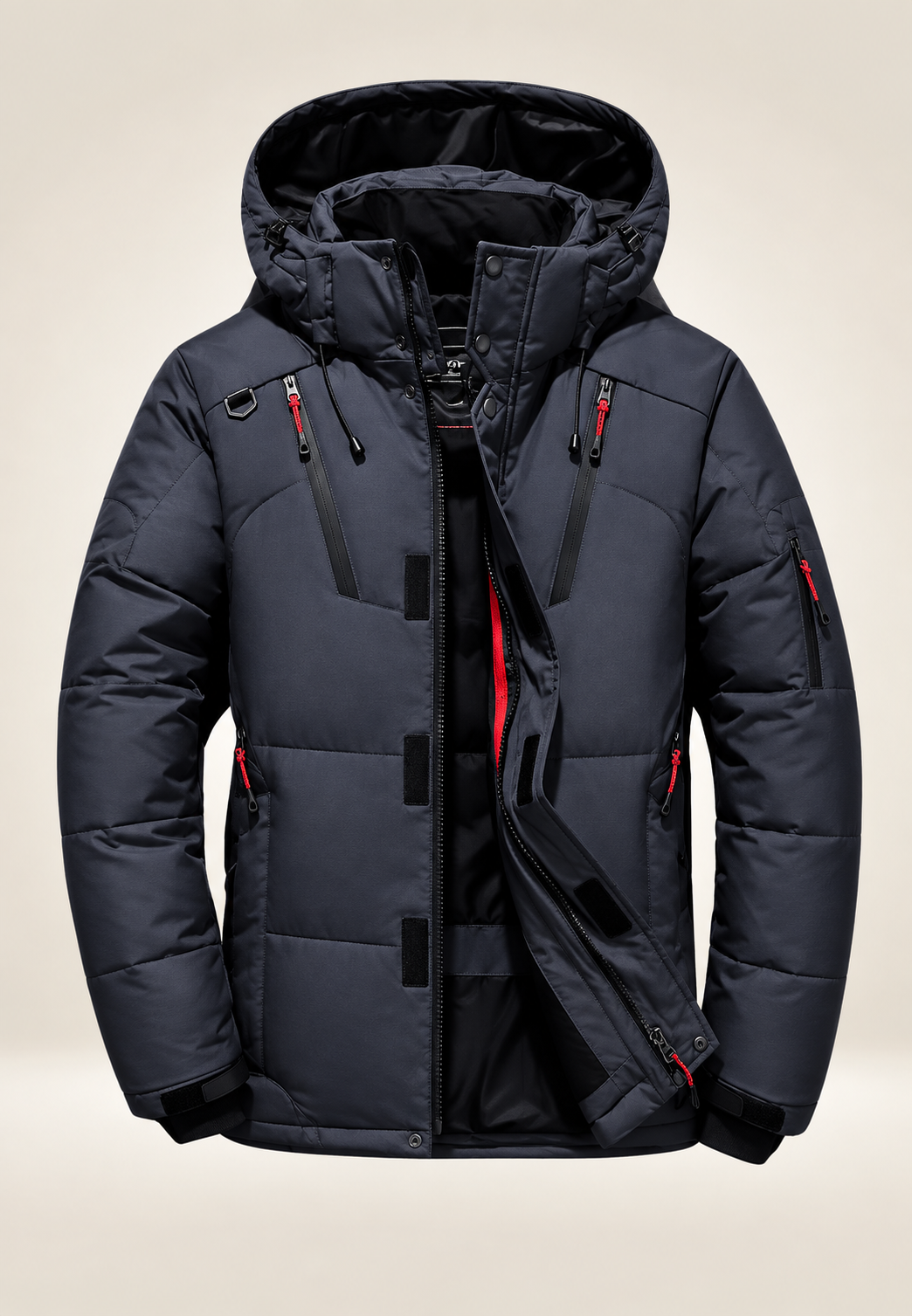 Herren-Outdoor-Steppjacke mit Kapuze und Stehkragen - Stellan