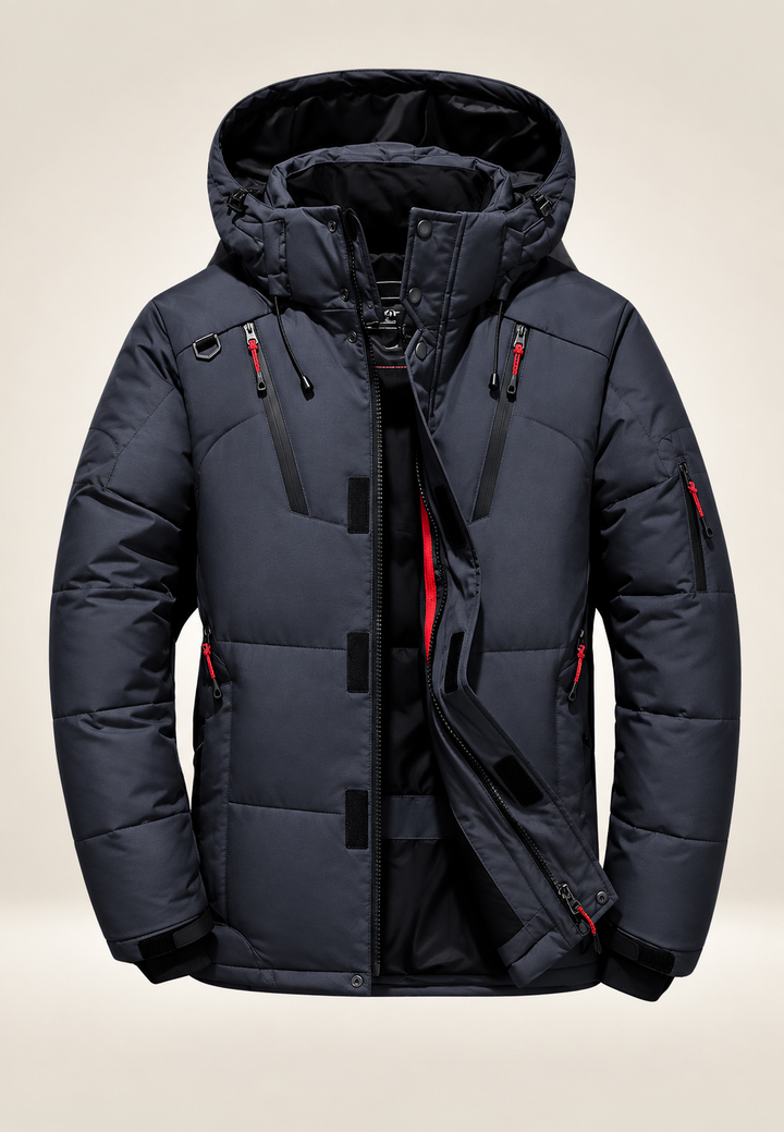 Herren-Outdoor-Steppjacke mit Kapuze und Stehkragen - Stellan