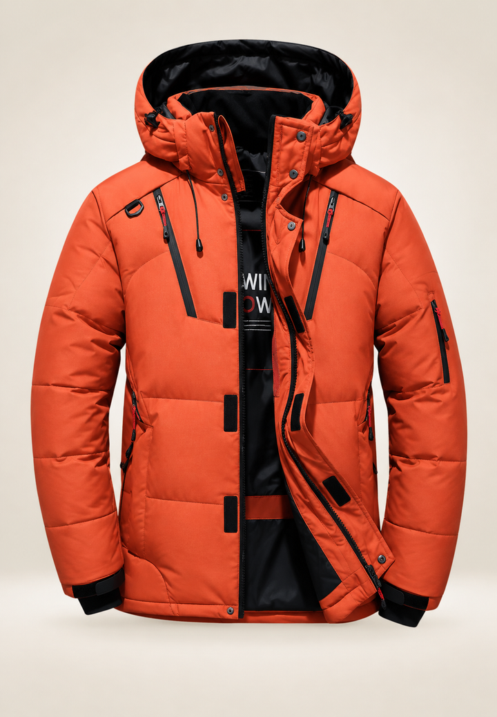 Herren-Outdoor-Steppjacke mit Kapuze und Stehkragen - Stellan