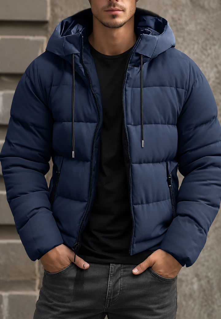 Herren-Steppjacke, Regular Fit, mit Kapuze und Reißverschluss - Hakon