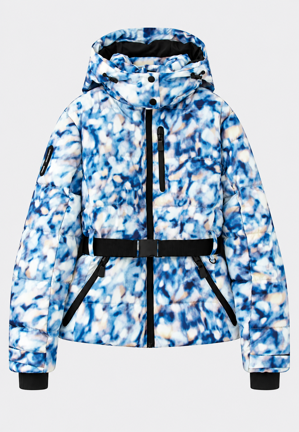 Damen Steppjacke mit Kapuze, verstellbarem Gürtel und Reißverschlusstaschen - Eliane