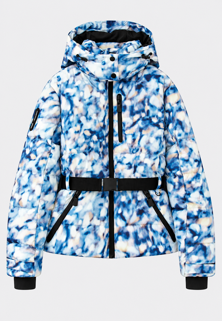 Damen Steppjacke mit Kapuze, verstellbarem Gürtel und Reißverschlusstaschen - Eliane