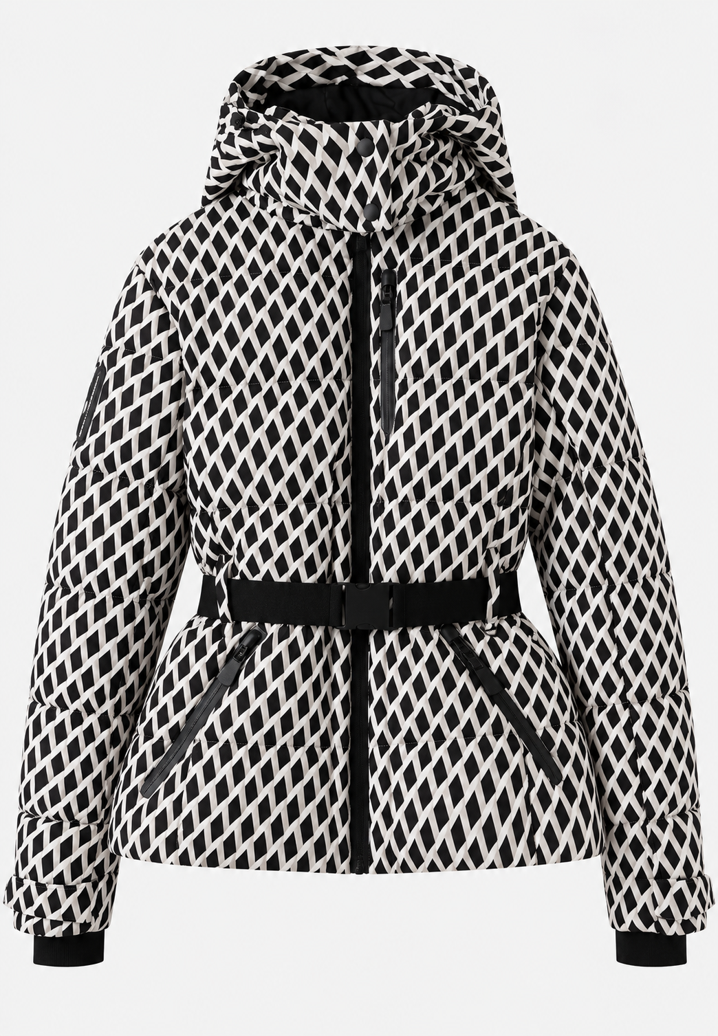 Damen Steppjacke mit Kapuze, verstellbarem Gürtel und Reißverschlusstaschen - Eliane