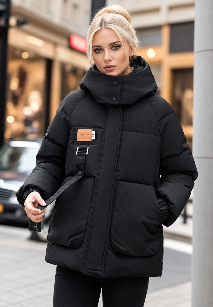 Damen Steppjacke mit Kapuze, Stehkragen und Taschen mit Patte - Iria
