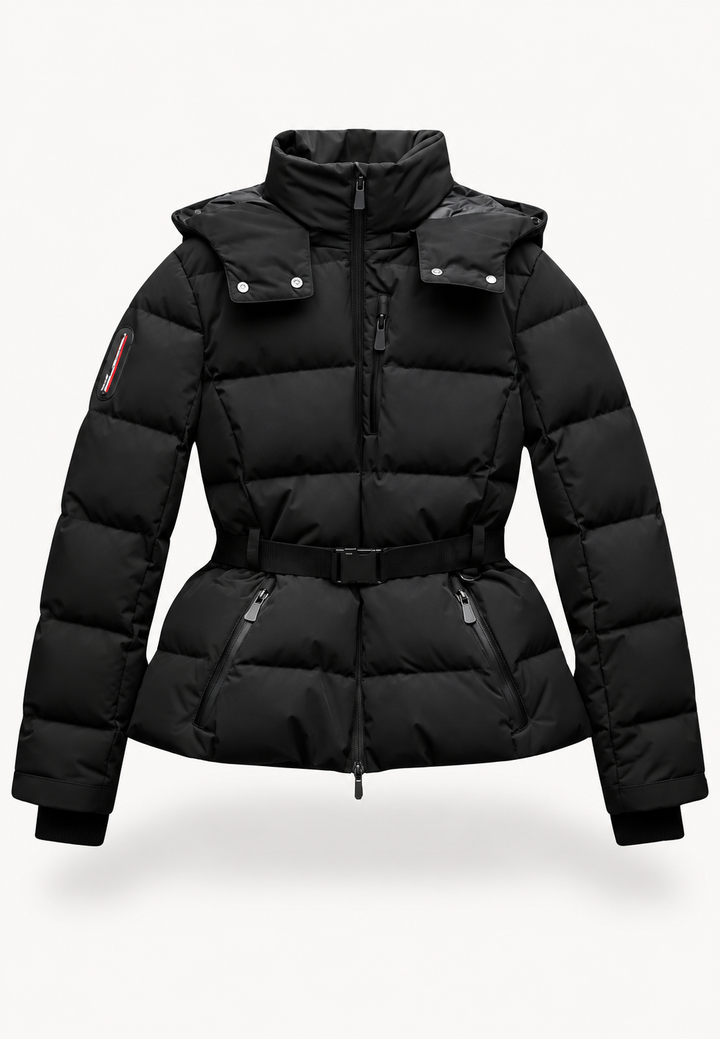 Damen Steppjacke mit verstellbarem Gürtel, Kapuze und Stehkragen - Mirel