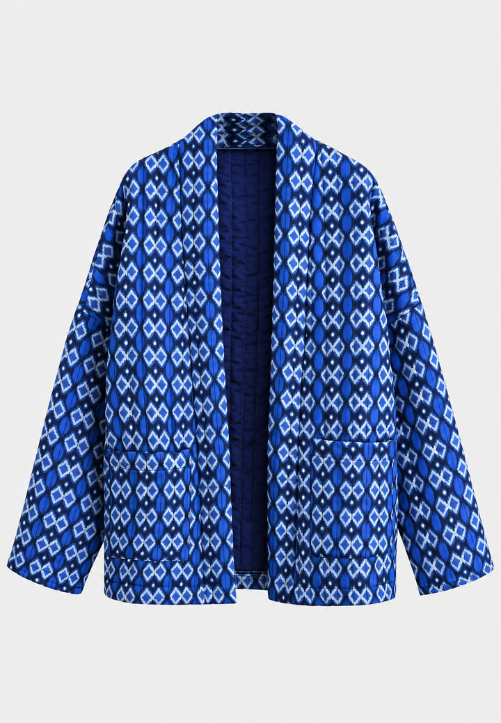 Damen-Steppjacke mit geometrischem Muster und aufgesetzten Taschen - Casandrina