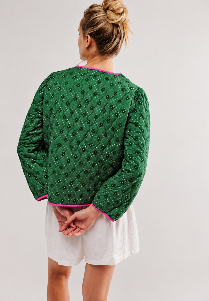 Damen-Steppjacke mit geometrischem Muster und Zierschleifen - Selvara