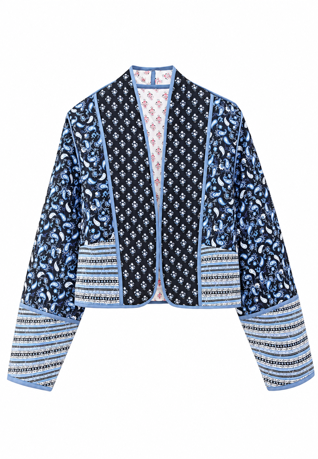 Damen-Steppjacke mit kombiniertem Paisleymuster und Einfassungen - Norelia