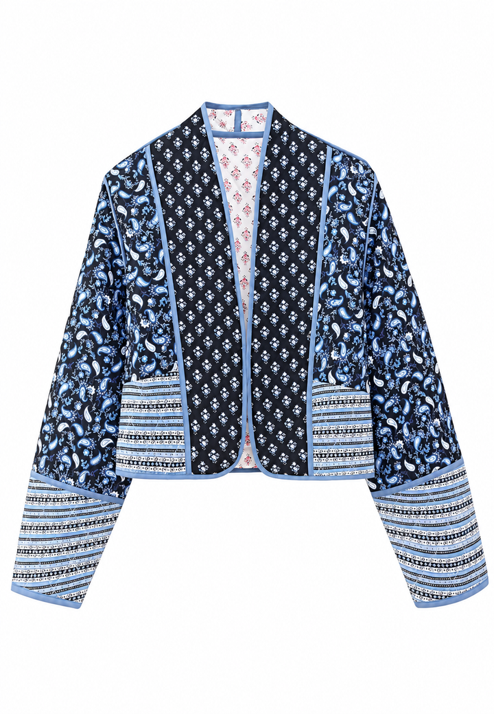 Damen-Steppjacke mit kombiniertem Paisleymuster und Einfassungen - Norelia