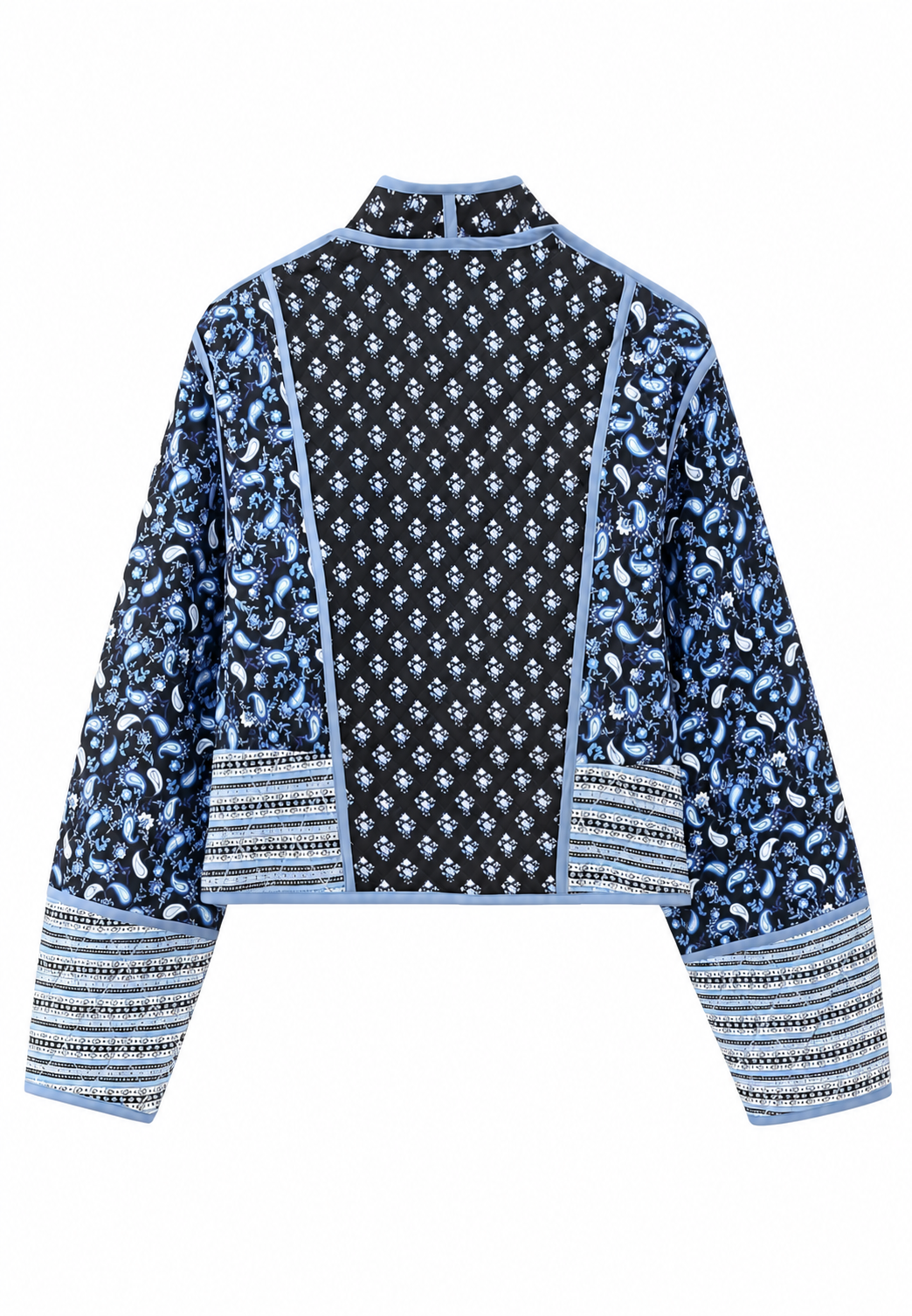 Damen-Steppjacke mit kombiniertem Paisleymuster und Einfassungen - Norelia