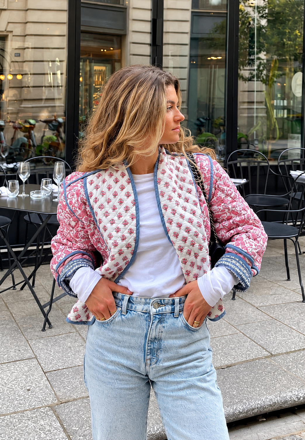 Damen-Steppjacke mit kombiniertem Paisleymuster und Einfassungen - Norelia