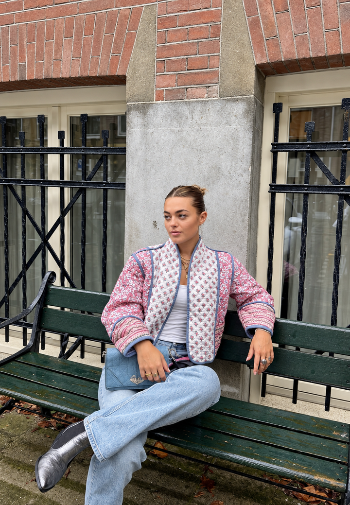 Damen-Steppjacke mit kombiniertem Paisleymuster und Einfassungen - Norelia