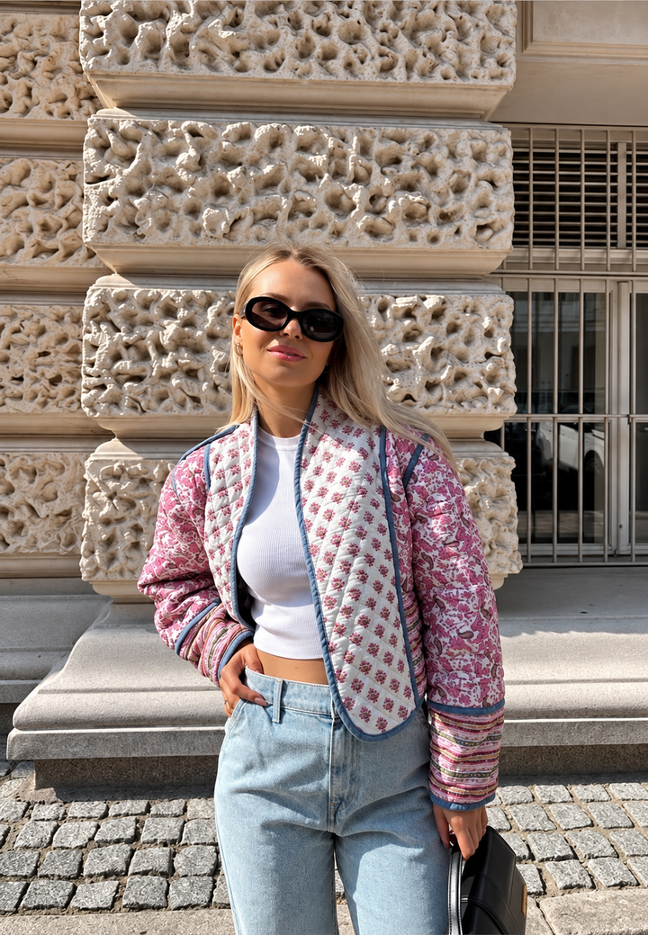 Damen-Steppjacke mit kombiniertem Paisleymuster und Einfassungen - Norelia