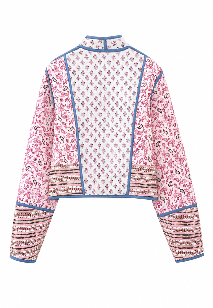 Damen-Steppjacke mit kombiniertem Paisleymuster und Einfassungen - Norelia