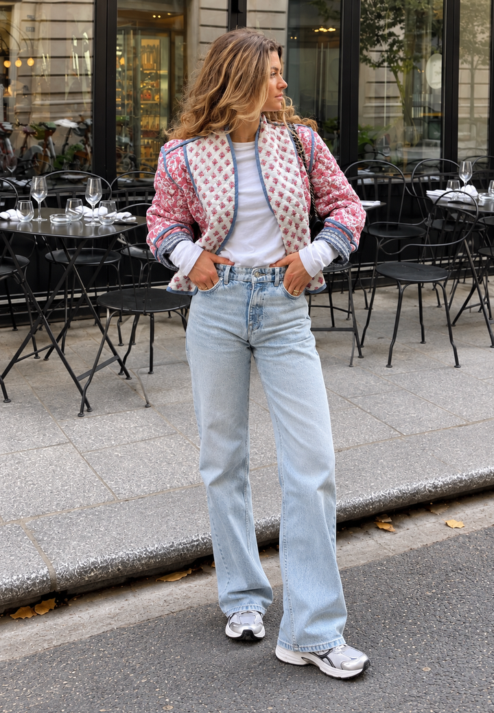 Damen-Steppjacke mit kombiniertem Paisleymuster und Einfassungen - Norelia