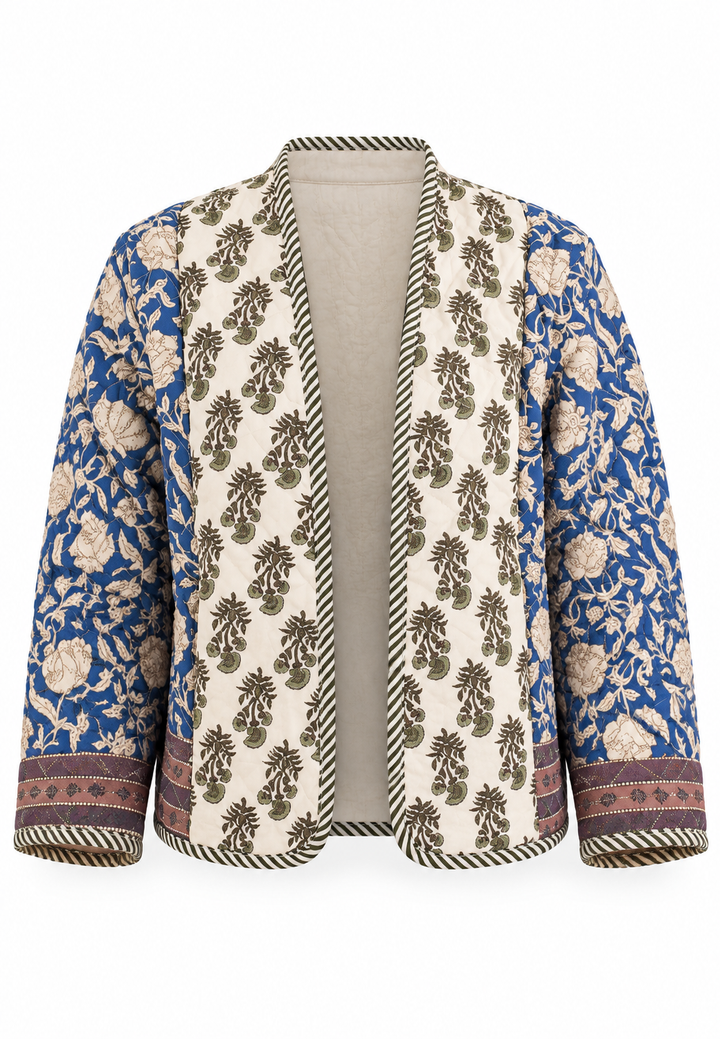 Damen-Steppjacke mit floralem Patchwork-Muster - Karris