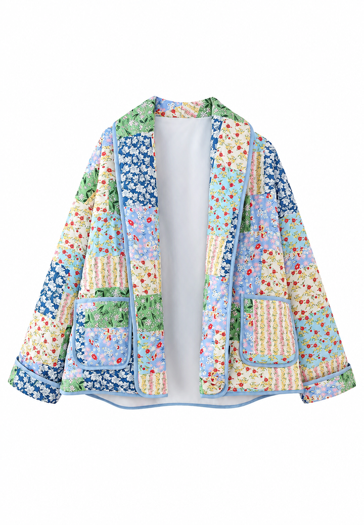 Damen-Steppjacke mit kombinierten Blumenmustern - Marielle